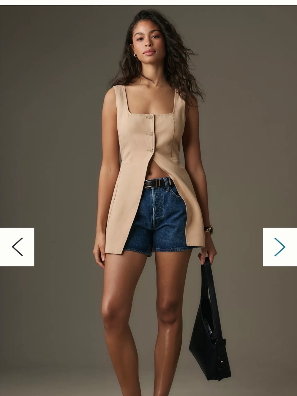 By Anthropologie Longline Cut-Away Vest, US 12